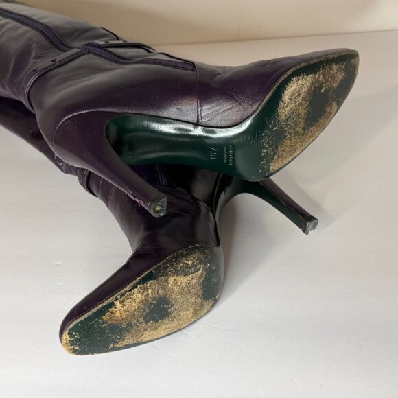 Gucci Luscious Purple Leather Boots Size 7.5 B - Picture 6 of 15